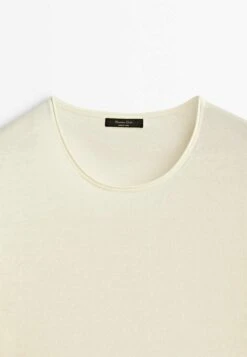 Massimo Dutti Short Sleeve - Basic T-Shirt - Beige -Massimo Dutti Shop 508f0bca53f84cf39d8bc178495c67b9