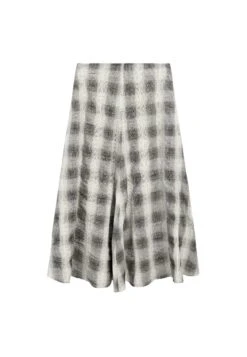 Massimo Dutti LONG FLARED CHECK - Maxi Skirt - Grey