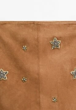 Massimo Dutti MIDI WITH RHINESTONE DETAIL - Leather Skirt - Camel -Massimo Dutti Shop 50e4bed85db54cfb861a461a296e56a8