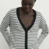 Massimo Dutti Textured Striped - Cardigan - White -Massimo Dutti Shop 50e8b932f8d94f6c9d8180061e67e606