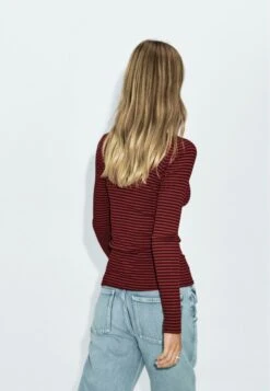 Massimo Dutti STRIPED LONG SLEEVE WITH TRIM DETAIL - Long Sleeved Top - Red -Massimo Dutti Shop 515cbf2bb0fc4d789bf6aecc8cf1c311