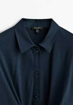 Massimo Dutti Poplin With Knot Detail- Shirt Dress - Dark Blue -Massimo Dutti Shop 5164cff5adc348f9b7c5bc49c9558f96