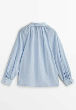 Massimo Dutti Voile With Gathered Details - Blouse - Light Blue -Massimo Dutti Shop 517b542beefe496e9c7d0131a5ec1b2e