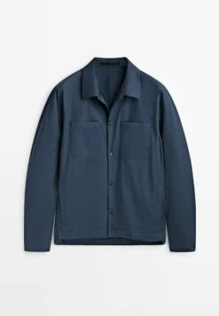 Massimo Dutti Studio With Snap Buttons - Summer Jacket - Metallic Blue -Massimo Dutti Shop 51c0234da87145ff937e7ea2d0ac955d