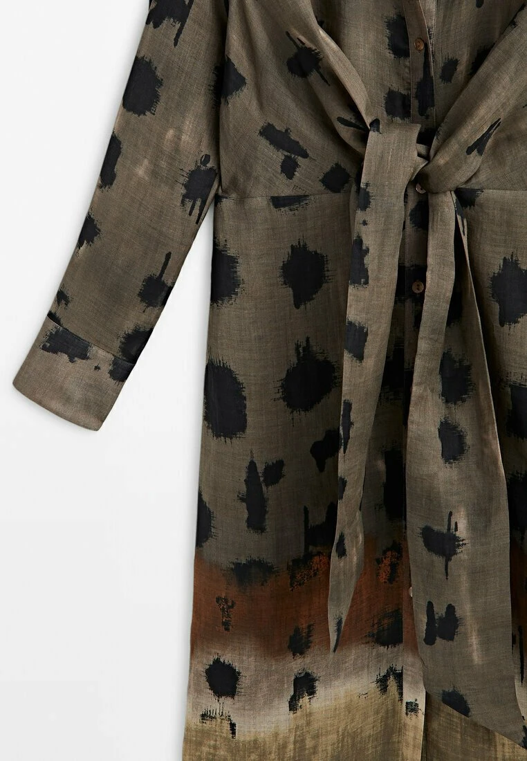 Massimo Dutti Printed With Knot - Shirt Dress - Brown 12 Massimo Dutti Printed With Knot - Shirt Dress - Brown - Image 10