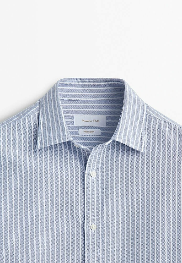 Massimo Dutti Soft Wash Striped Oxford - Shirt - Light Blue 9 Massimo Dutti Soft Wash Striped Oxford - Shirt - Light Blue - Image 7