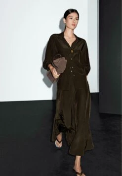 Massimo Dutti FLOWING FLARED - Maxi Skirt - Mottled Dark Brown -Massimo Dutti Shop 52554cfbfd2547efb110070ac9065518