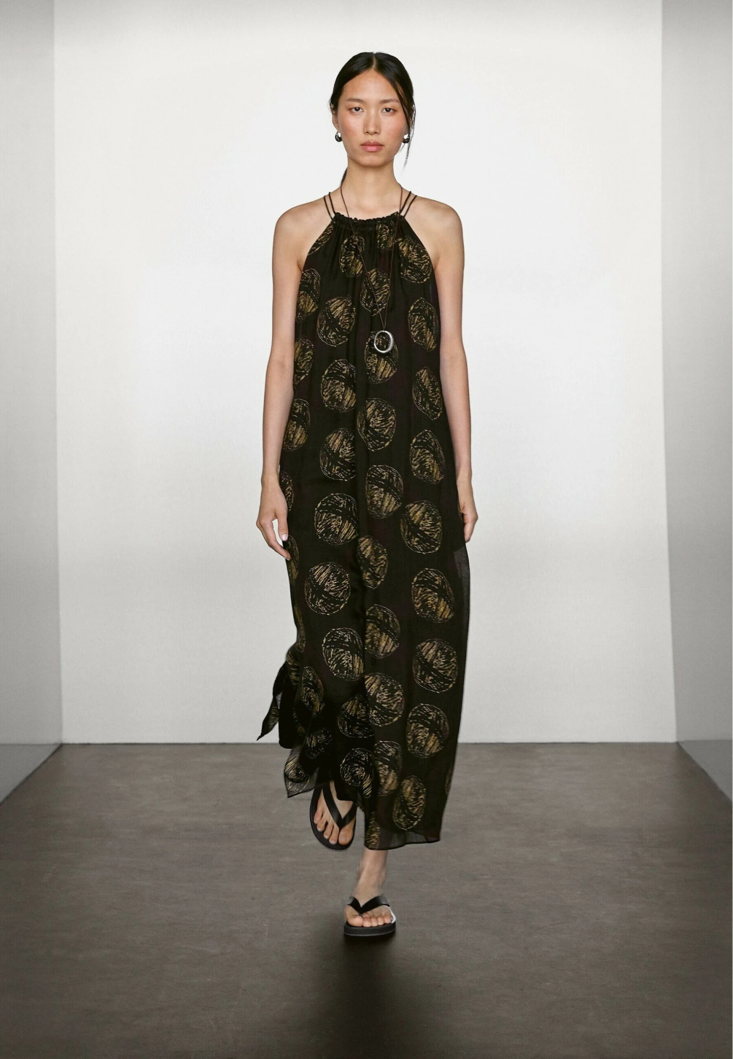 Massimo Dutti LONG PRINT - Maxi Dress - Mottled Dark Brown 4 Massimo Dutti LONG PRINT - Maxi Dress - Mottled Dark Brown - Image 2