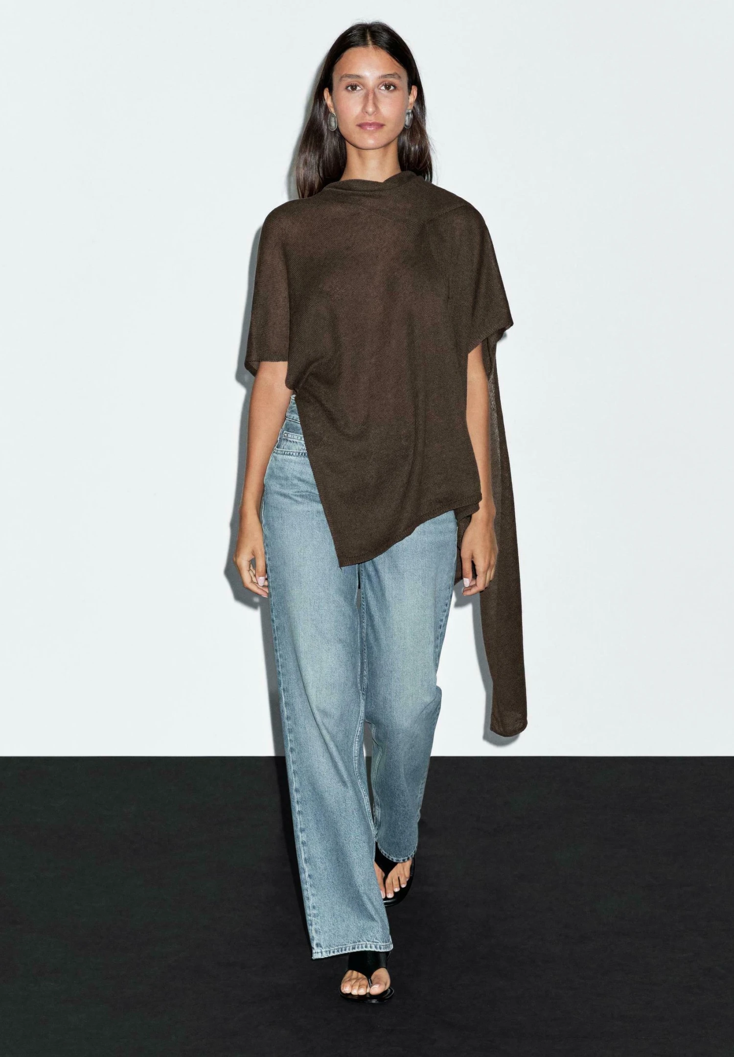 Massimo Dutti CAPE WITH SCARF - Cape - Mottled Dark Brown 4 Massimo Dutti CAPE WITH SCARF - Cape - Mottled Dark Brown - Image 2