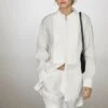 Massimo Dutti BLEND GARMENT WITH THIN PINTUCKS - Button-down Blouse - White