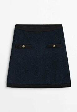 Massimo Dutti With Gold-Toned Buttons - A-Line Skirt - Blue Black Denim -Massimo Dutti Shop 52d8a366f9484bd7bcb5927147d1a361