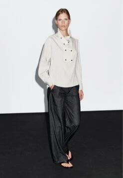 Massimo Dutti WIDE LEG - Straight Leg Jeans - Mottled Dark Blue -Massimo Dutti Shop 53017cffe0e84b10babe73a742c8c716