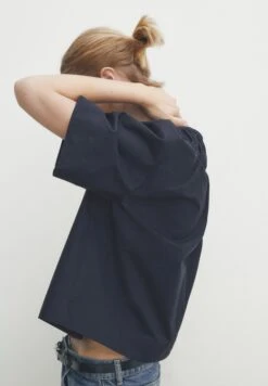 Massimo Dutti With Gathered Detailing - Blouse - Dark Blue -Massimo Dutti Shop 5327420edd894d1188337b297f5c62ae