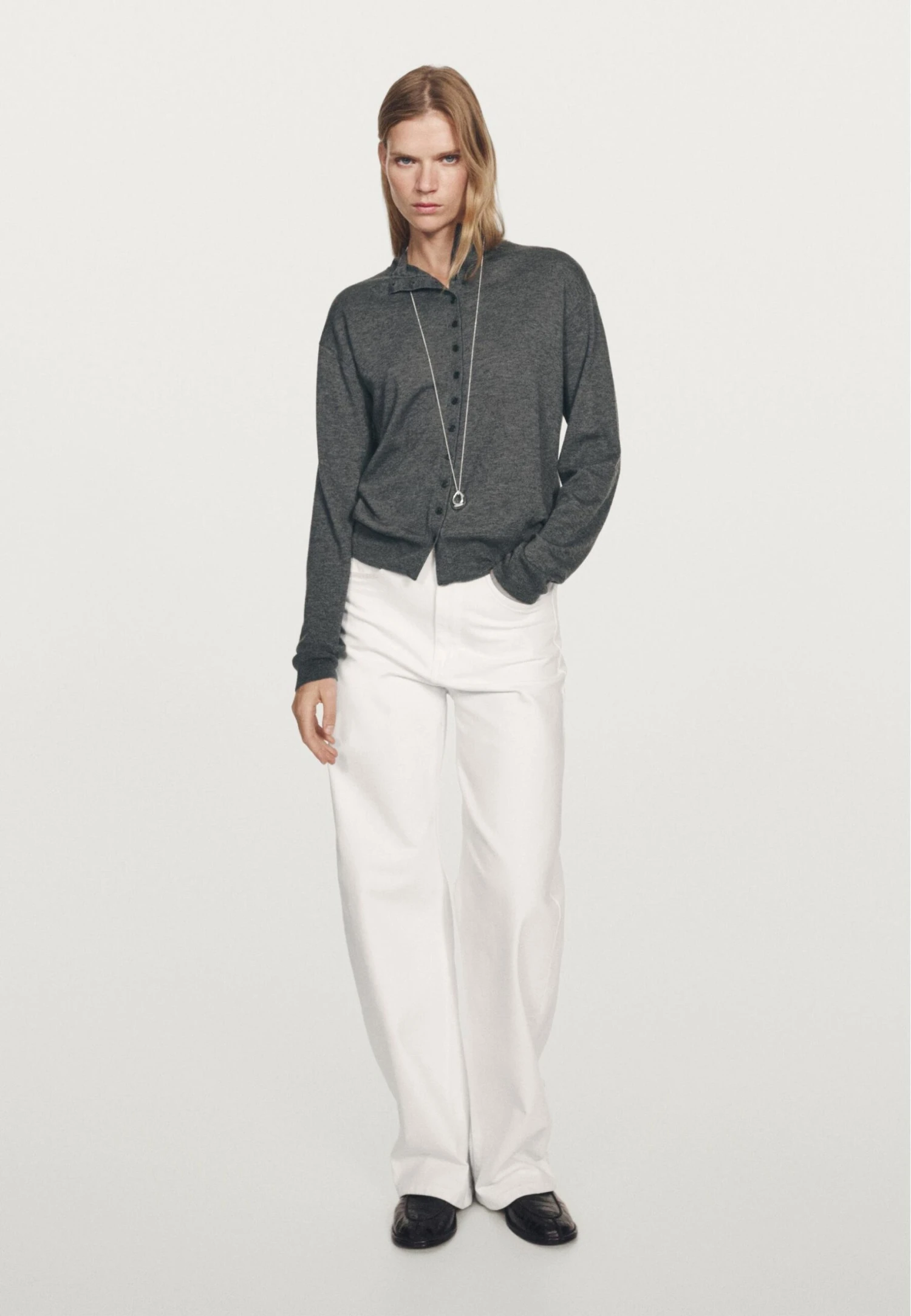 Massimo Dutti BUTTONED WITH MOCK TURTLENECK - Cardigan - Dark Grey 7 Massimo Dutti BUTTONED WITH MOCK TURTLENECK - Cardigan - Dark Grey - Image 5