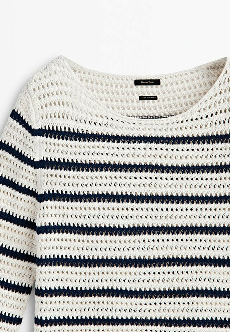 Massimo Dutti Striped Crochet - Jumper - Beige 12 Massimo Dutti Striped Crochet - Jumper - Beige - Image 10