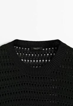Massimo Dutti Crew Neck Open - Jumper - Black -Massimo Dutti Shop 53424f8ea372417ba5bf6edf425c138e