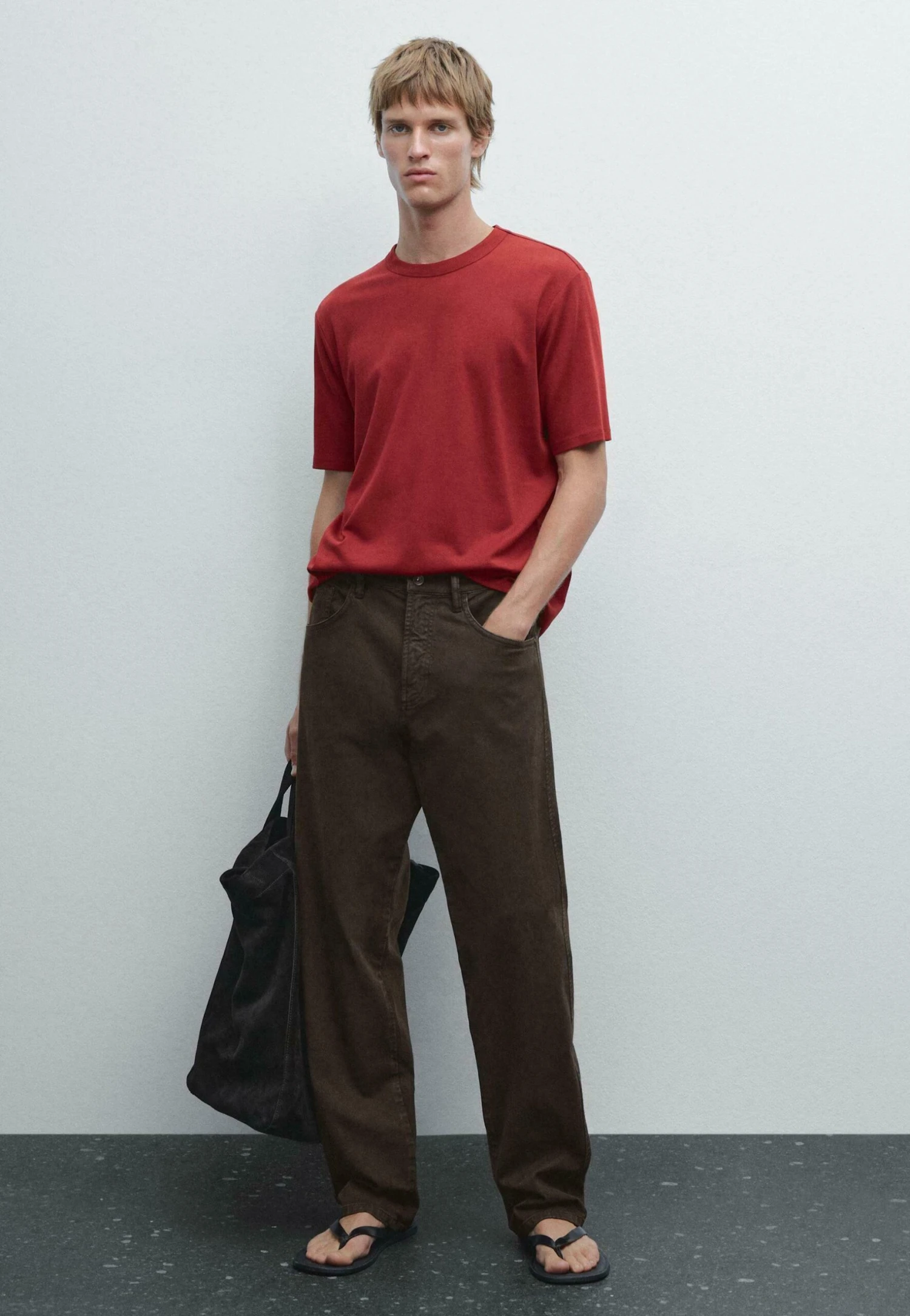 Massimo Dutti SHORT SLEEVE WITH CREW NECK - Basic T-shirt - Red 4 Massimo Dutti SHORT SLEEVE WITH CREW NECK - Basic T-shirt - Red - Image 2