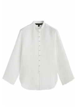Massimo Dutti With Stand Up Collar- Button-Down Blouse - White -Massimo Dutti Shop 53908cea4b504f74ba78ad9bce7e0638