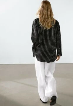 Massimo Dutti STRIPED CHEST GARMENT - Button-down Blouse - Black -Massimo Dutti Shop 542c6d6a8dca4fe3a61ea03ea943b5d2