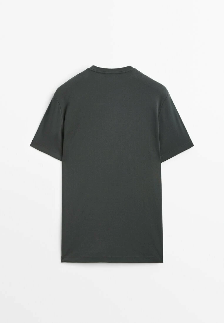 Massimo Dutti Short Sleeve Mercerised - Basic T-Shirt - Dark Grey 4 Massimo Dutti Short Sleeve Mercerised - Basic T-Shirt - Dark Grey - Image 2