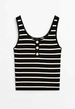 Massimo Dutti Strappy With Straps And Buttons - Top - Black -Massimo Dutti Shop 543b7e1bb3ef4d3eb9fb8120d937fe30