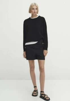 Massimo Dutti Crew Neck Cable-Knit- Jumper - Dark Blue