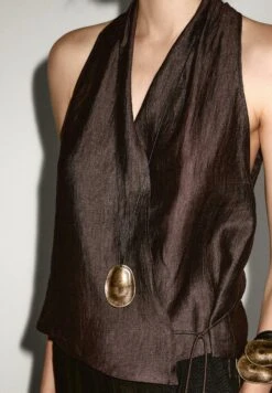 Massimo Dutti HALTER TOP - Top - Brown -Massimo Dutti Shop 54691520cd5a4d2c944141bf2af7d064