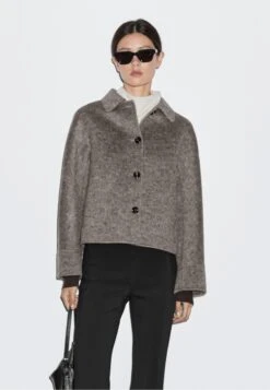 Massimo Dutti Short Coat - Dark Brown