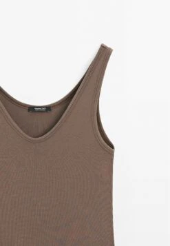 Massimo Dutti RIBBED STRAPPY SLEEVELESS - Top - Brown -Massimo Dutti Shop 54ab8794f953452bb9468066d6cc65f9