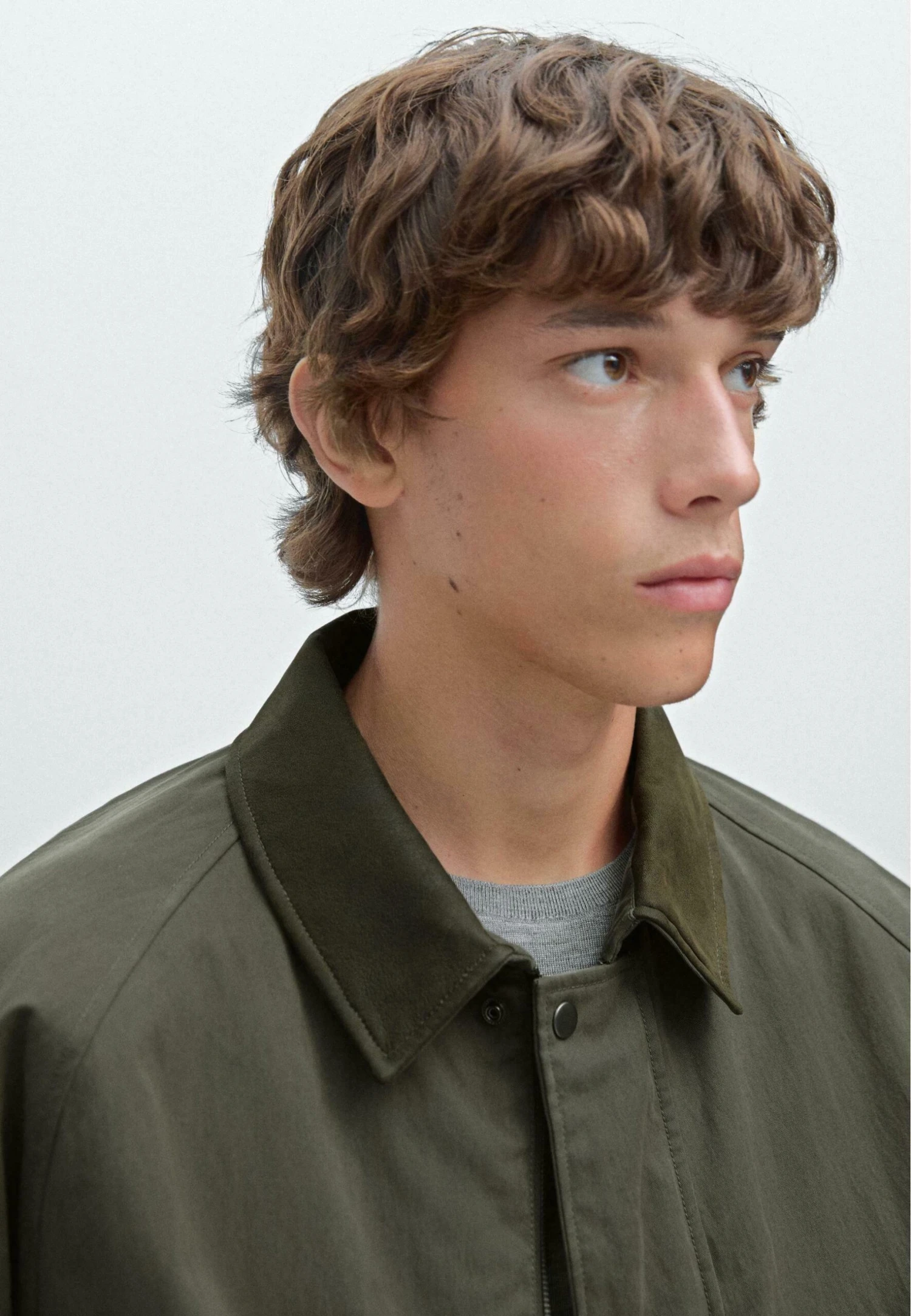 Massimo Dutti CONTRAST COLLAR WITH BUTTONS - Light Jacket - Mottled Dark Green 6 Massimo Dutti CONTRAST COLLAR WITH BUTTONS - Light Jacket - Mottled Dark Green - Image 4