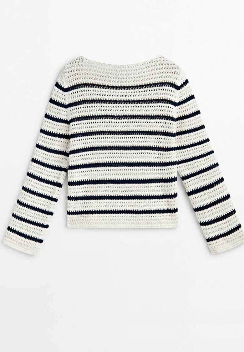 Massimo Dutti Striped Crochet - Jumper - Beige 9 Massimo Dutti Striped Crochet - Jumper - Beige - Image 7