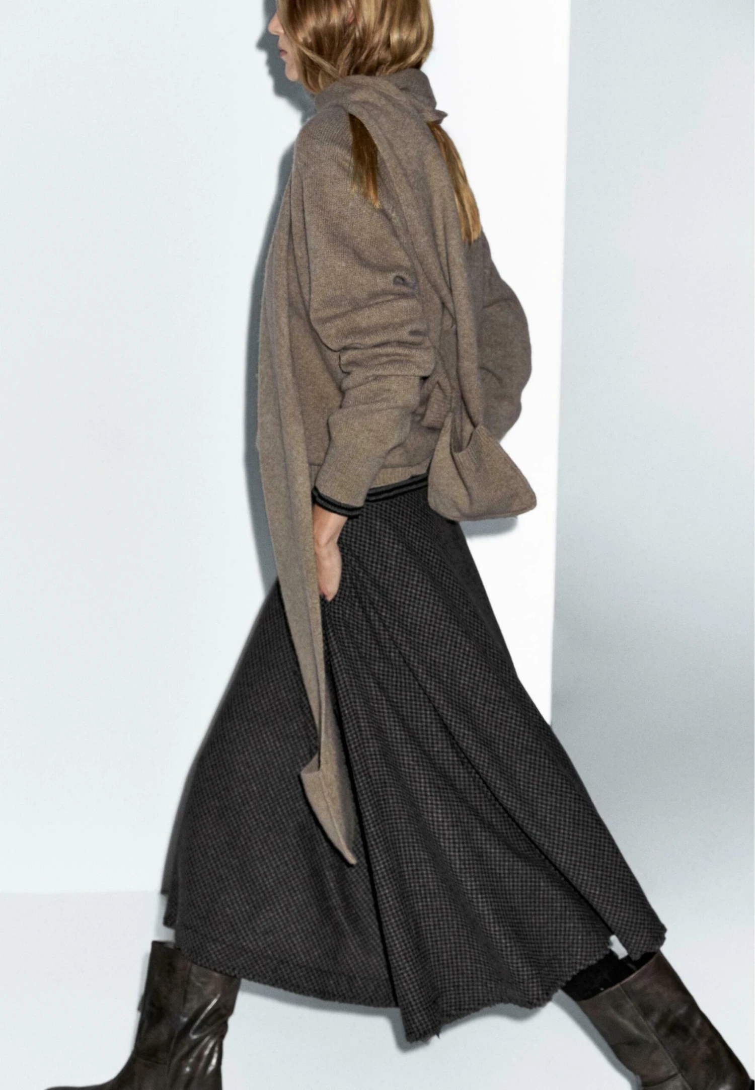 Massimo Dutti GINGHAM - A-line Skirt - Black 10 Massimo Dutti GINGHAM - A-line Skirt - Black - Image 8