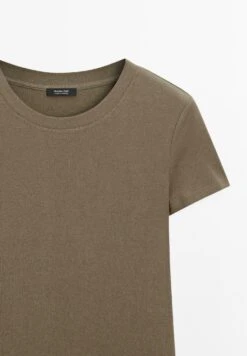 Massimo Dutti TEXTURED CREPE-EFFECT WITH CREW NECK - Basic T-shirt - Mottled Brown -Massimo Dutti Shop 55f7900829824ef7963d58e95971d8fd