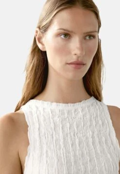 Massimo Dutti GATHERED SEMI-SHEER - Top - White -Massimo Dutti Shop 56226380d2734bd8b05f94a576e11411