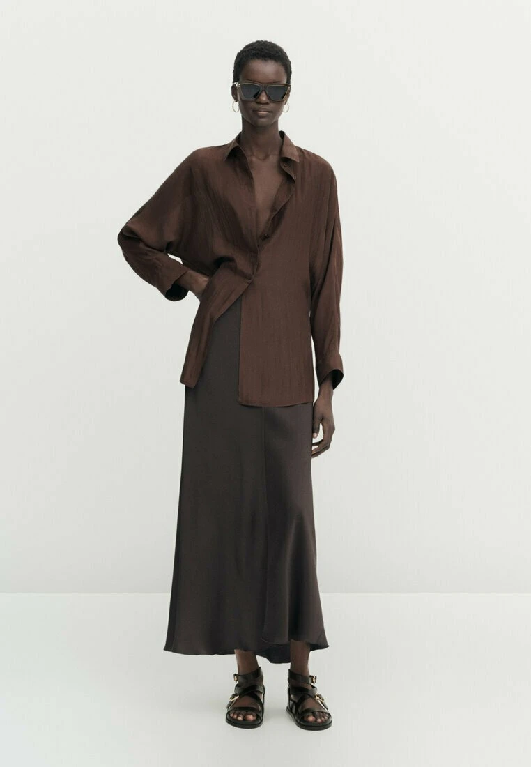 Massimo Dutti Habotai- Button-Down Blouse - Mottled Brown 4 Massimo Dutti Habotai- Button-Down Blouse - Mottled Brown - Image 2