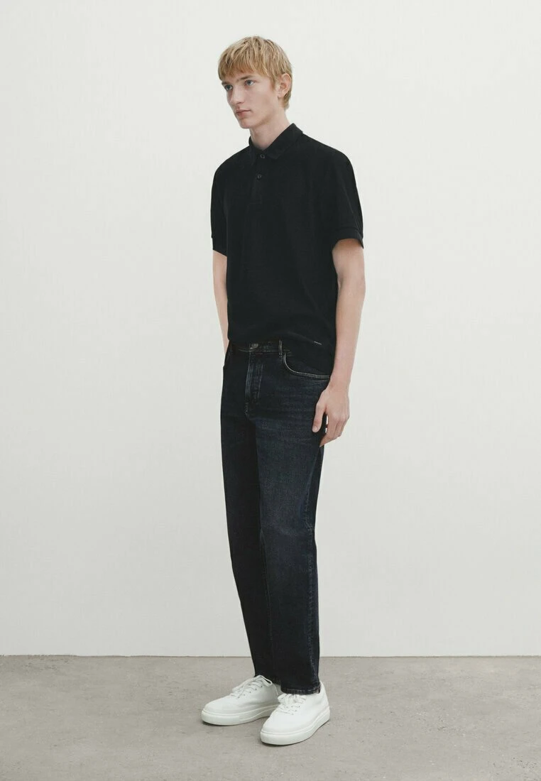 Massimo Dutti Textured Short Sleeve - Polo Shirt - Black 4 Massimo Dutti Textured Short Sleeve - Polo Shirt - Black - Image 2