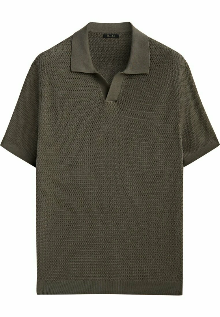 Massimo Dutti Textured Short Sleeve - Polo Shirt - Green 7 Massimo Dutti Textured Short Sleeve - Polo Shirt - Green - Image 5
