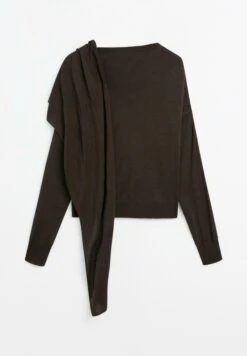 Massimo Dutti LONG SLEEVED WITH SCARF DETAIL - Jumper - Dark Brown -Massimo Dutti Shop 56a7cf0ca0dc4ef59ce82c12f7cba61f