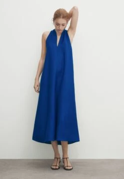 Massimo Dutti Midi With Criss-Cross Detail At The Back - Day Dress - Blue/Black Denim