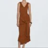 Massimo Dutti LONG CROSSOVER - Shift Dress - Mottled Orange