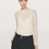 Massimo Dutti FINE SEMI-SHEER WITH CREW NECK - Jumper - White
