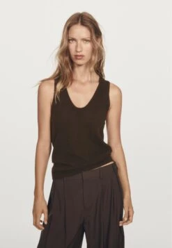 Massimo Dutti CREW NECK - Top - Mottled Dark Brown -Massimo Dutti Shop 5754db6fac5049be95f792fb7c6b8f45