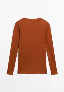 Massimo Dutti REGULAR FIT LONG SLEEVE - Long Sleeved Top - Orange -Massimo Dutti Shop 576198bf470c4a1f81cf4a457f85096f