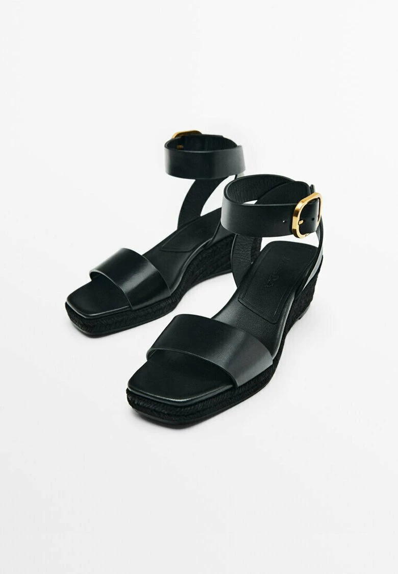 Massimo Dutti With Buckled Strap - Wedge Sandals - Black 5 Massimo Dutti With Buckled Strap - Wedge Sandals - Black - Image 3