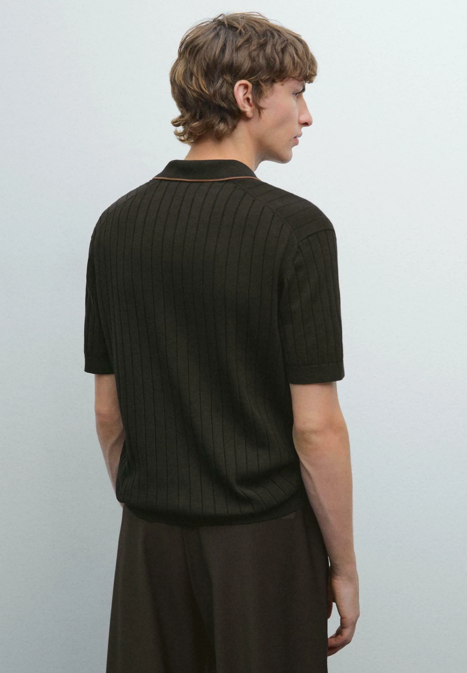 Massimo Dutti RIBBED - Polo Shirt - Black 4 Massimo Dutti RIBBED - Polo Shirt - Black - Image 2