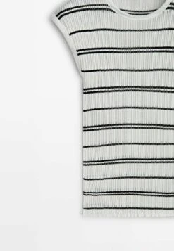 Massimo Dutti Striped Open - Print T-Shirt - White -Massimo Dutti Shop 57c9f9e750334b4f9ad184975720e931
