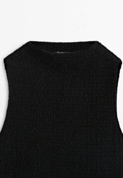 Massimo Dutti Textured Mock Turtleneck - Top - Black -Massimo Dutti Shop 580914af33cf4306b0eca0d05eb7c1f9
