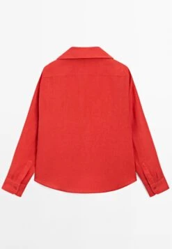Massimo Dutti OPEN COLLAR LONG SLEEVE - Button-down Blouse - Red -Massimo Dutti Shop 583d7f0e2cfe455b9a774d9fa7e86d24