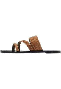 Massimo Dutti Vamp Plaited- Mules - Camel