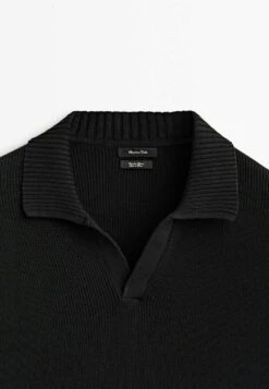 Massimo Dutti Textured- Polo Shirt - Black -Massimo Dutti Shop 58b48b3350e64f7ea5444ce4f1568e9b